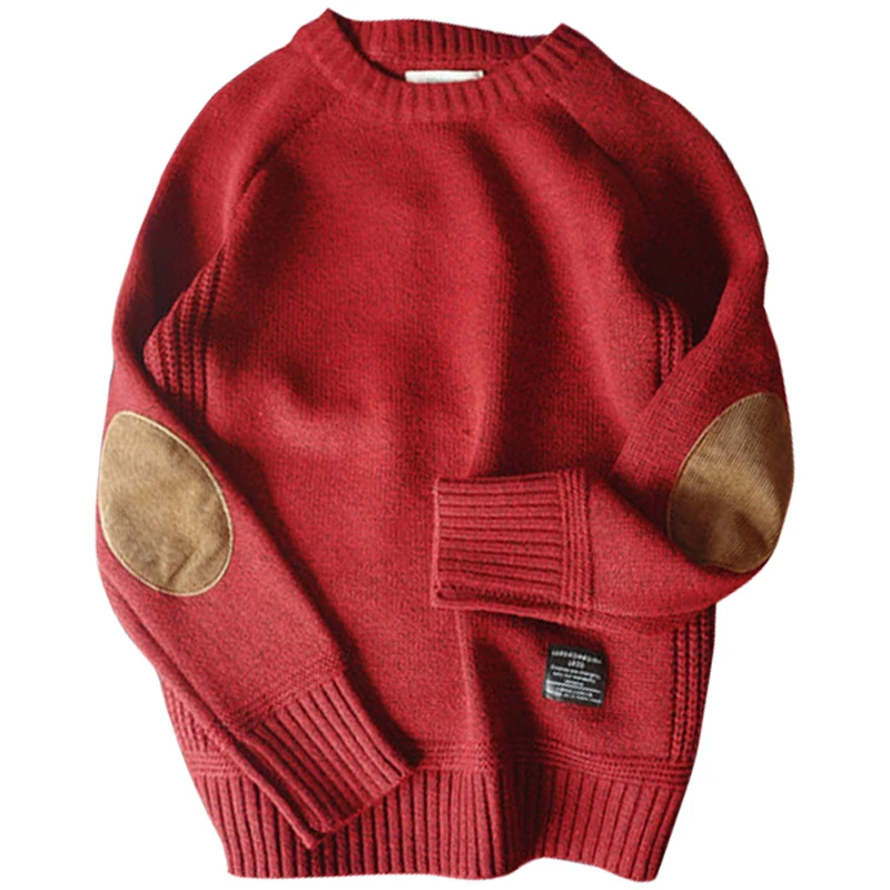 Baru Sweater Pullover pria Fashion Patch desain Sweater rajut pria Harajuku Streetwear O leher kasual Pullover pria ukuran Plus