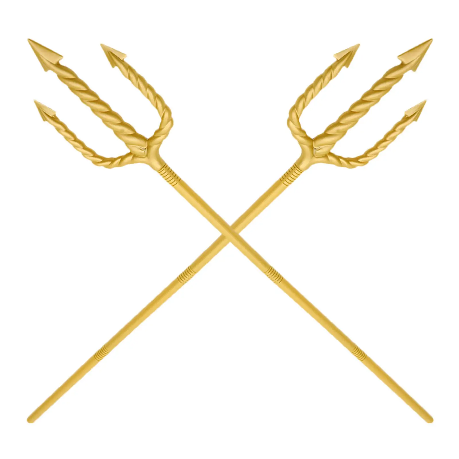

2Pcs Spiral Trident Staff Classic Golden Finish Halloween Prop Cosplay Costume Accessory Party Supplies Devil