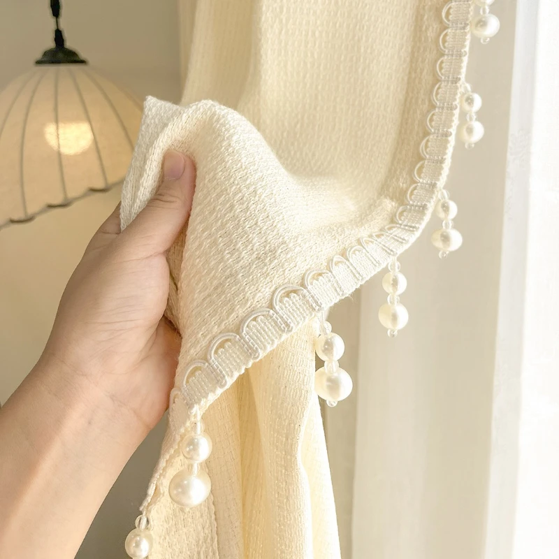 French Cream Texture Jacquard Window Curtains for Living Room Bedroom Partition Curtain Door Curtain Customized Finished Product