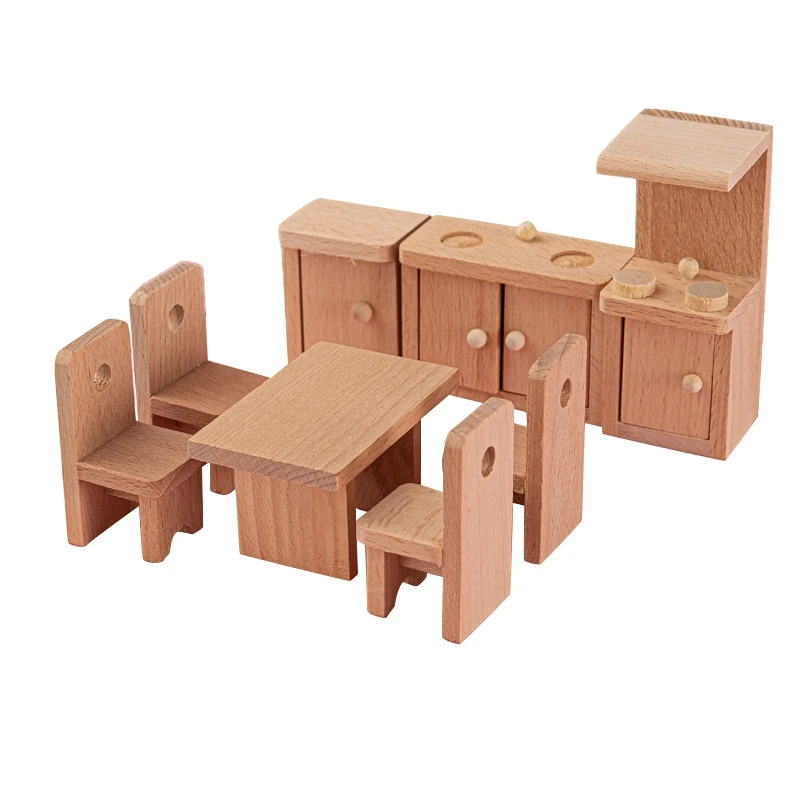 1 Set Wooden Delicate Dollhouse Furniture Toys Set,Pretend Role Toy Children's Educational Toy House(Restaurant)