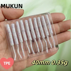MUKUN Fishing Lure mini Soft Worm Shrimp Jerkbait 10pcs 0.3g 4cm Ocean Rock lure bass soft fish Ajing lure