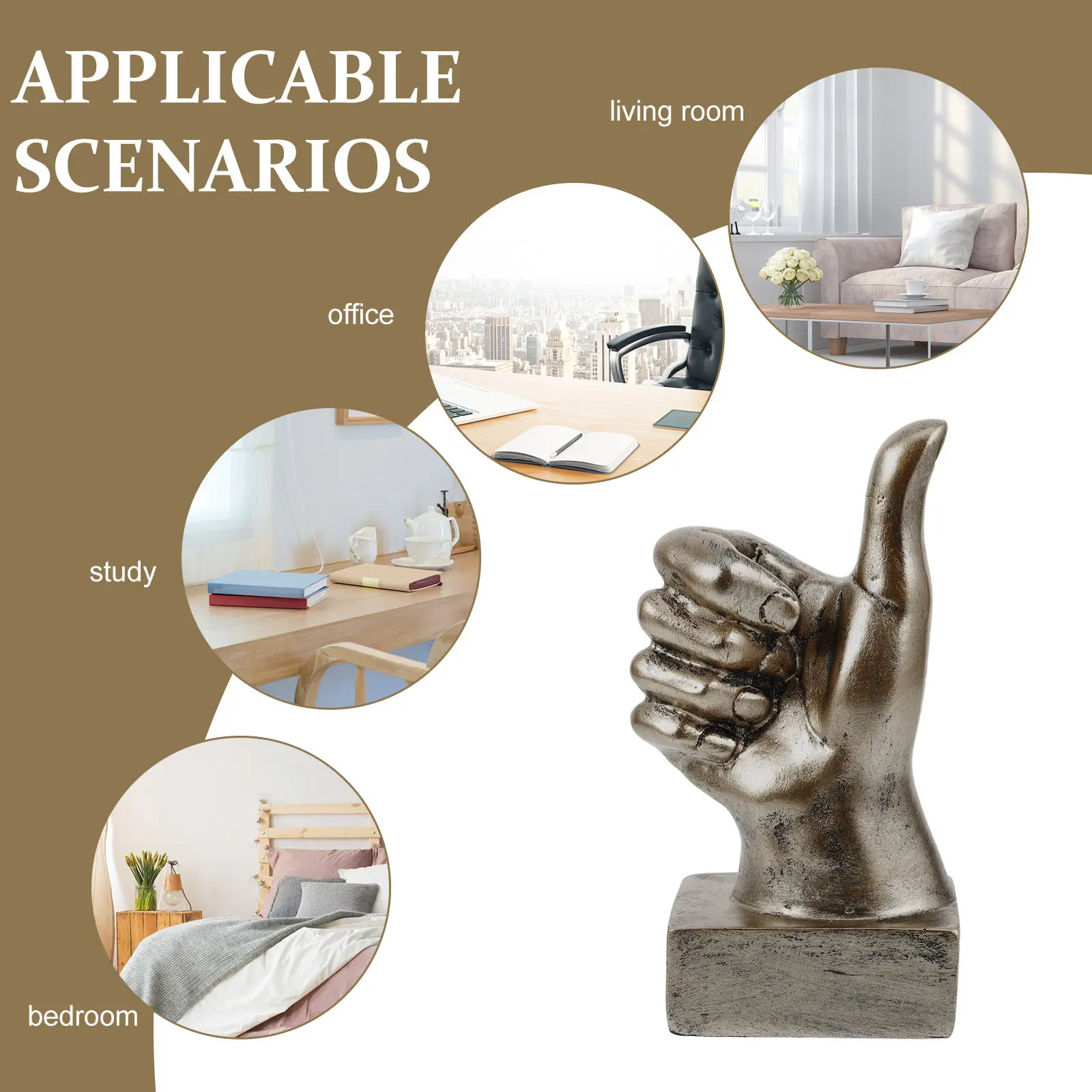 Resin Hand Gesture Sculpture Thumbs Up Finger Statue Stylish Modern Home Decoration for Shelf Cabinet Table Housewarming Gift