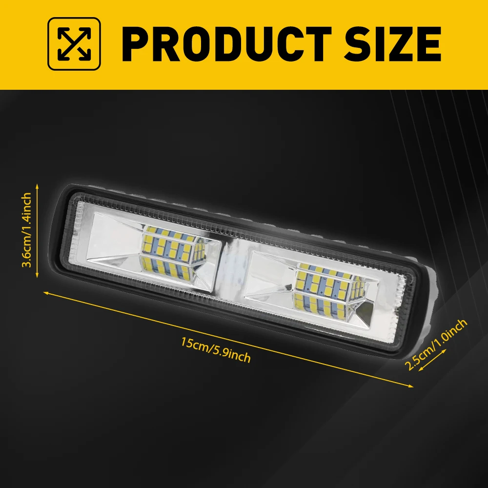 2Pcs 48W 6inch Car LED Headlight Work Light 12V 24V for Motorcycle Truck Boat Tractor Trailer Offroad Working Light Spotlight