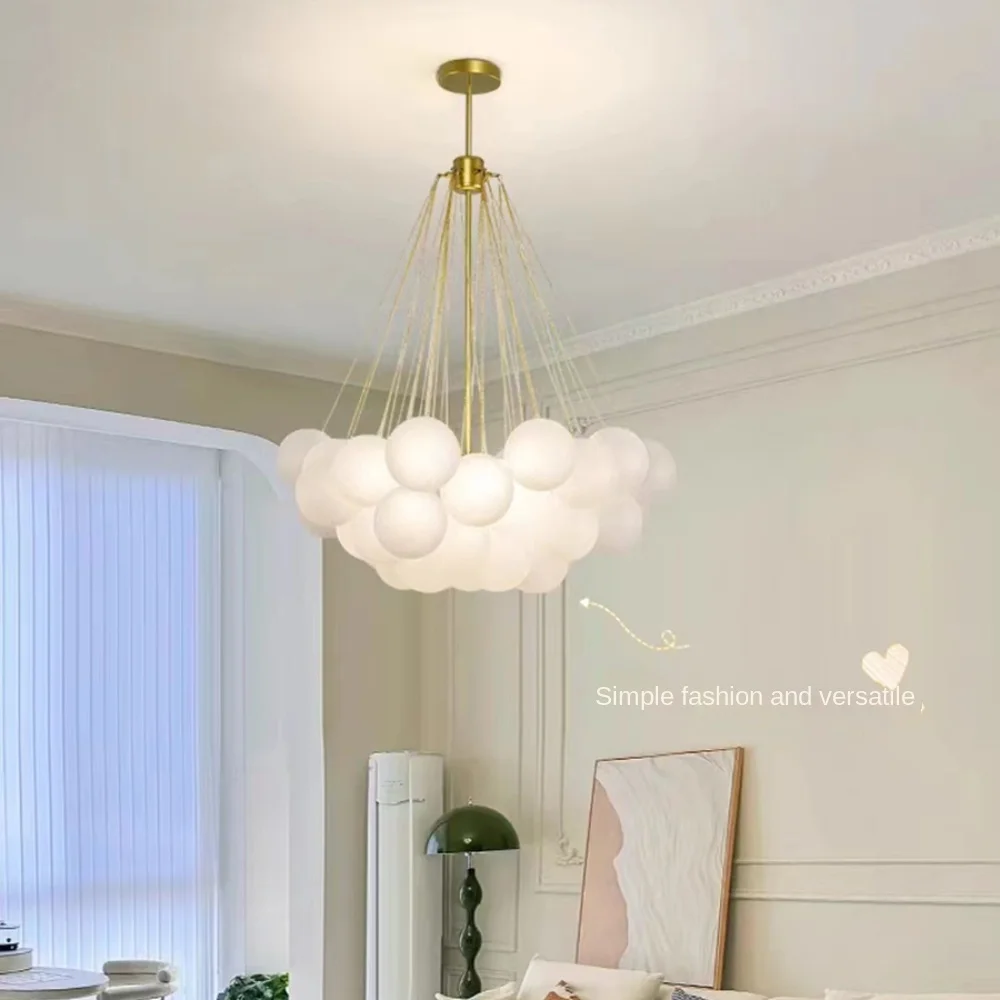 Modern Glass Ball Hanging Chandelier for Living Dining Table Room Decoration Kitchen Lamps Gold Black LED Ceiling Pendant Light