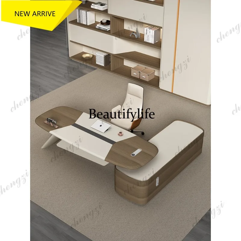 L181 Office boss table simple modern class desk light luxury chairperson office desk and chair combination