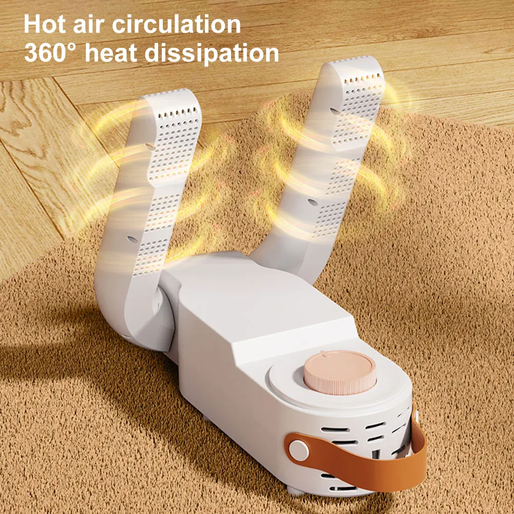 Pengering Sepatu Lipat Portabel Penghilang Bau Sepatu dengan Timer 220V Mati Otomatis untuk Sepatu Kerja, Sneakers, Sepatu Pendek, Sarung Tangan