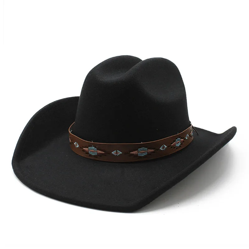 Retro British Coffee Woolen Hat Autumn And Winter Men S And Women S Western Cowboy Hat Wide Brim Wide Shade Top Hat