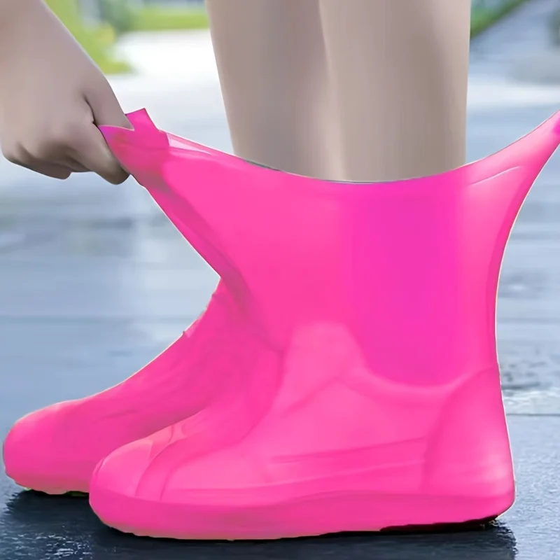قابلة لإعادة الاستخدام أحذية المطر مقاوم للماء يغطي سيليكون في الهواء الطلق المطر التمهيد الجرموق أحذية مشي اكسسوارات قابلة لإعادة الاستخدام غطاء الحذاء 1 زوج