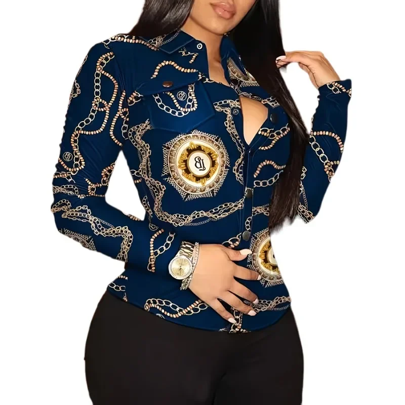 Women\'s S-2XL size New Fashion Single Breasted Long Sleeved Slim Fit V-neck Button Pocket Popular Versatile PU Leather Shirt