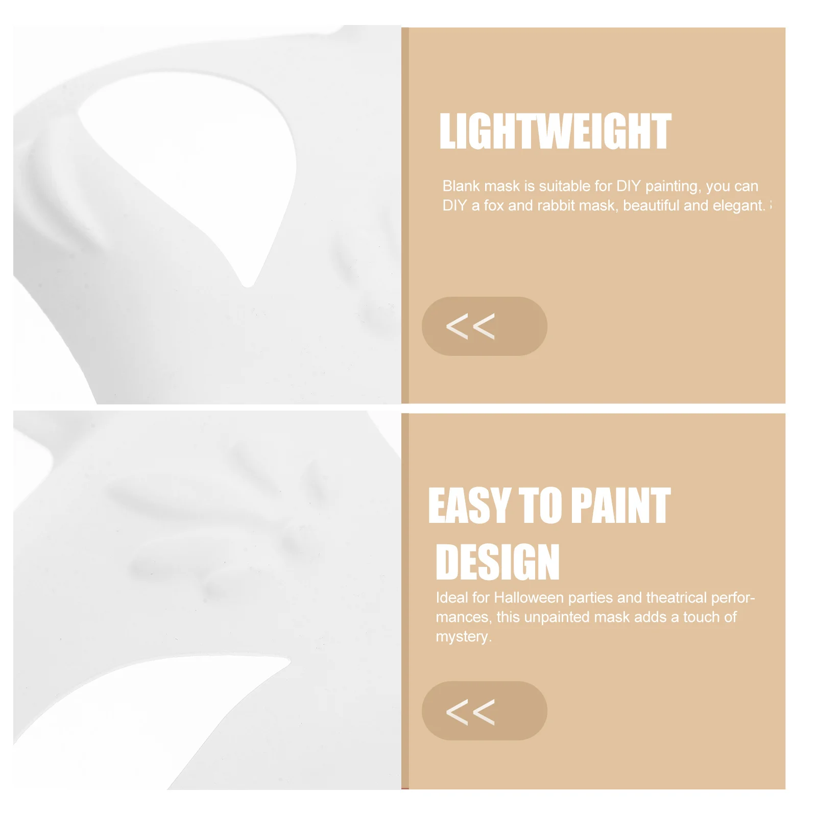 

4Pcs DIY Unpainted Fox Rabbit Masks White Masquerade Blank for Halloween Stage Blank Masks to Decorate Fox Mask