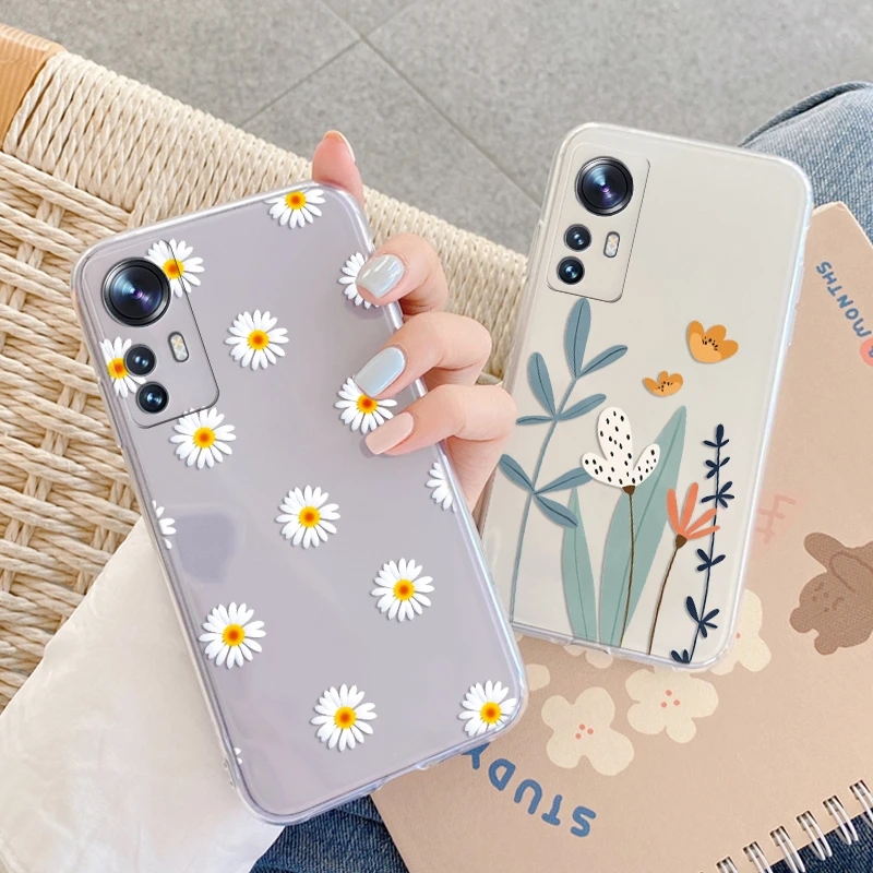 สําหรับ Xiaomi 12 5G 12S กรณีน่ารักดอกไม้แคคตัสทาสีฝาครอบ Fundas ซิลิโคนนุ่มสําหรับ Xiaomi 12 Lite 12X Mi 12 กันชน