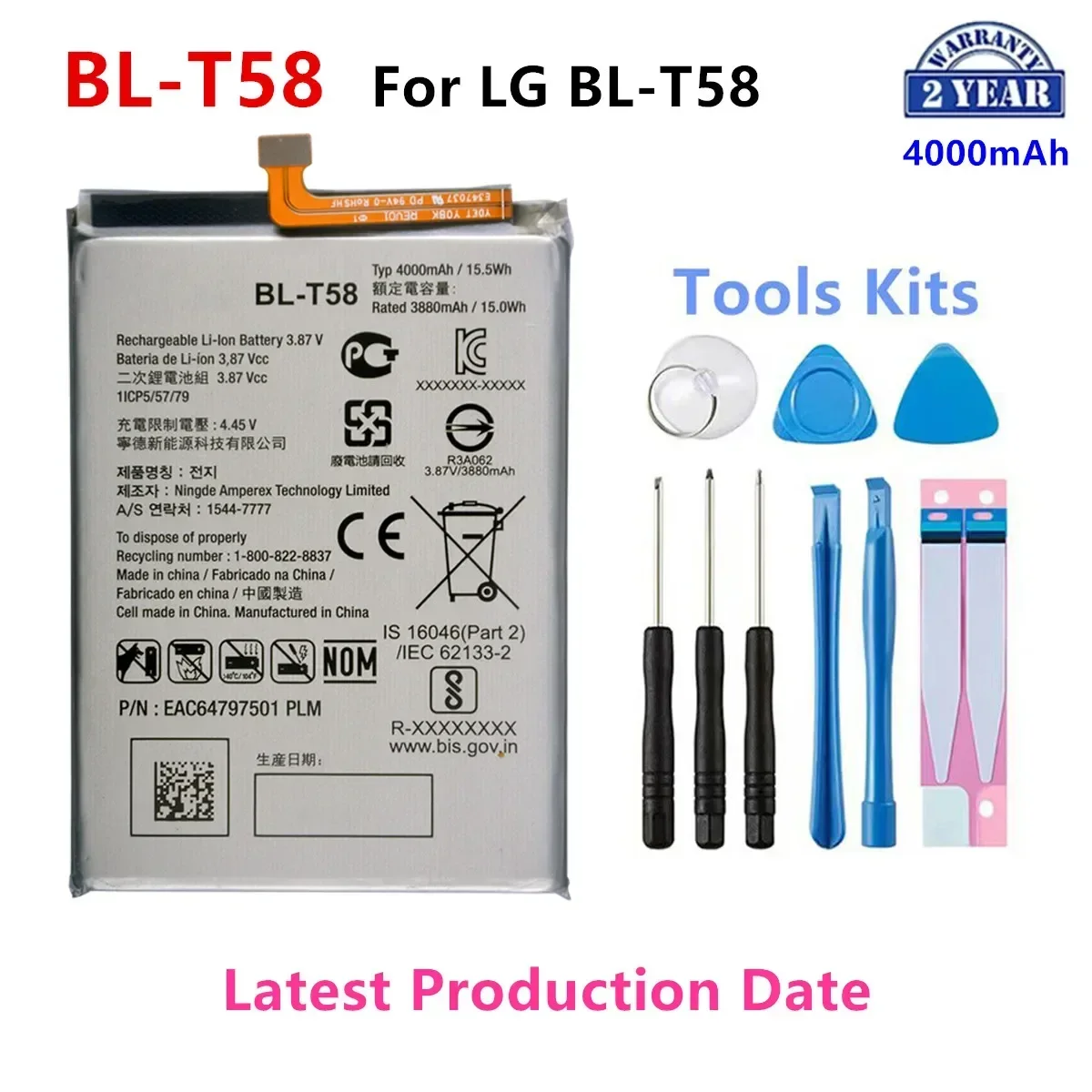 

Original BL-T58 4000mAh Replacement Battery For LG BL-T58 BL T58 Mobile phone Batteries+Tools