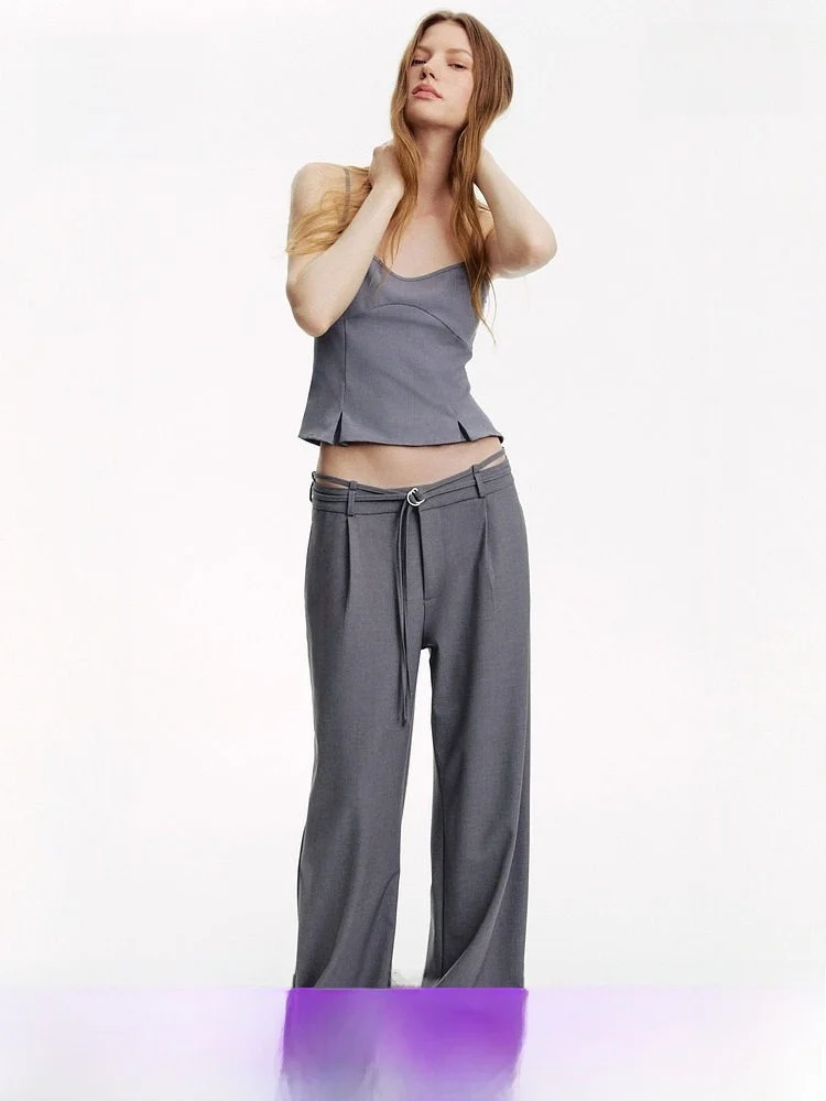 

Модные женские брюки H&M с поясом, весенняя коллекция, модель 293986, простой дизайн, смесь полиэстера, вискозы и спандекса