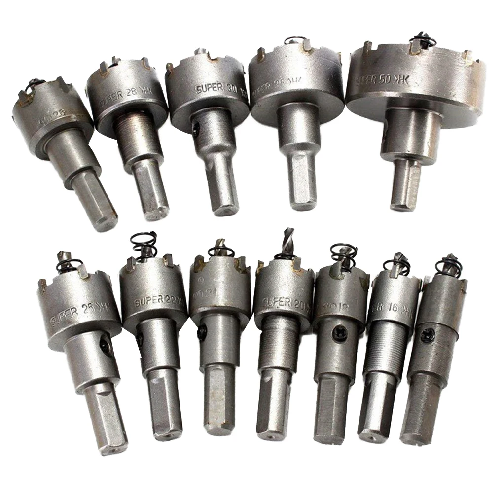 

12PCS/Set 15-50MM Carbide Tip HSS Drills Bit Hole Saw Kit Stainless Steel Metal Alloy Opener Bit Home DIY Tool