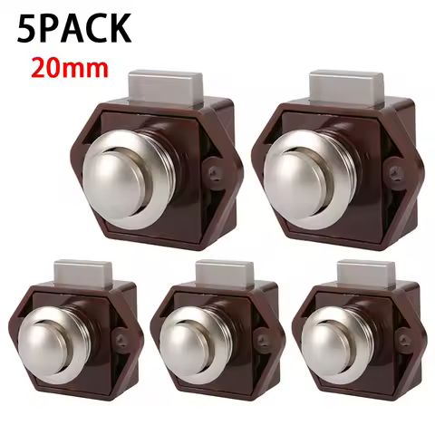5Pcs 20mm Push Lock Campers Accessories Furniture Hardware Button Locks RV Caravan Boat Drawer Latch Security Cerraduras