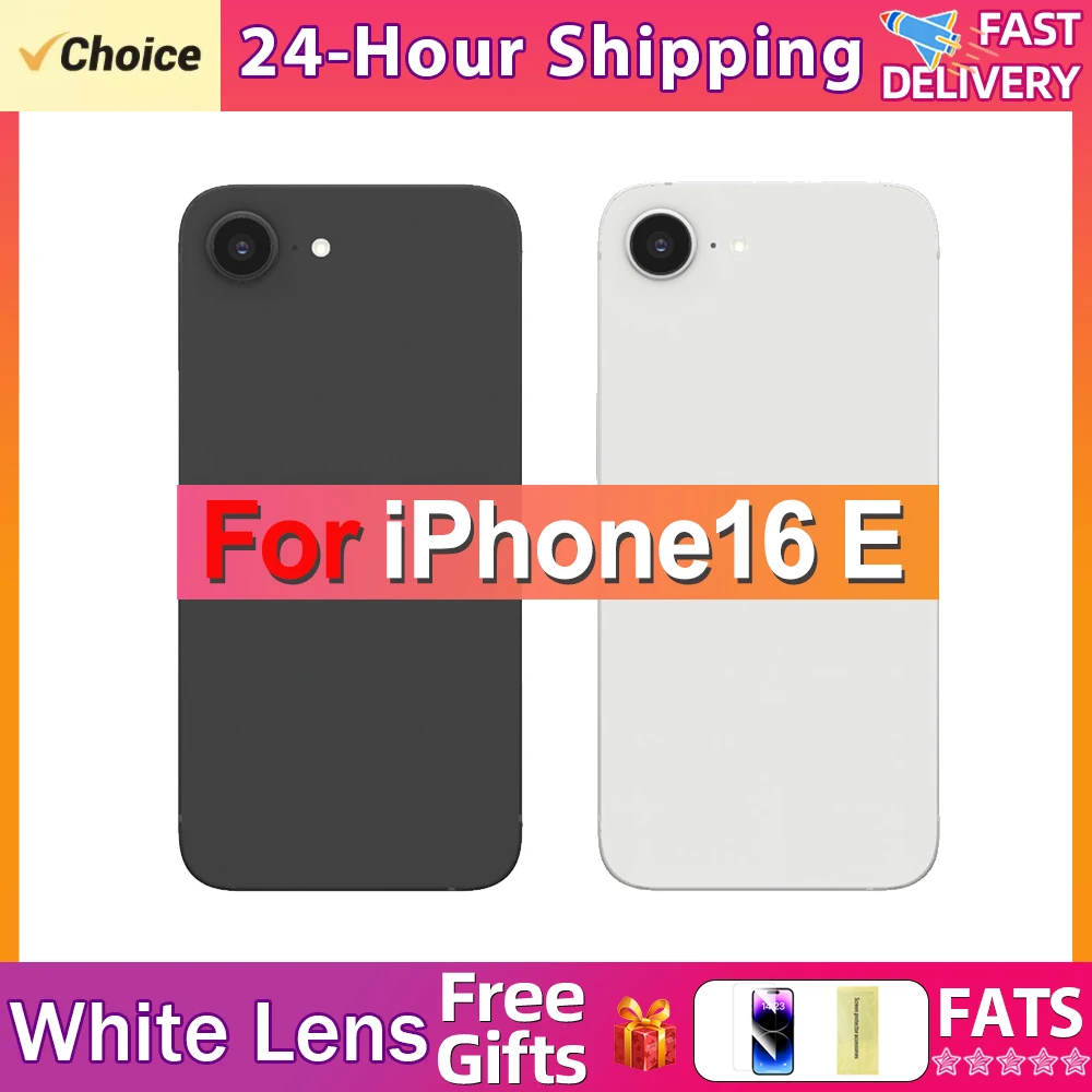 1PCS For iPhone16E Unibody Big Hole Back Cover Glass With Lens Replacement Rear Door Housing Panel Back Glass