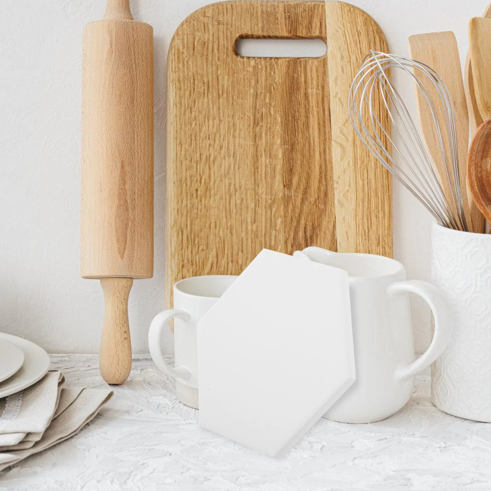 

10Set Blank White Hexagonal Ceramic Coasters Non-Slip Absorbent DIY Heat Transfer Sublimation Cup Mats Decorative Tableware