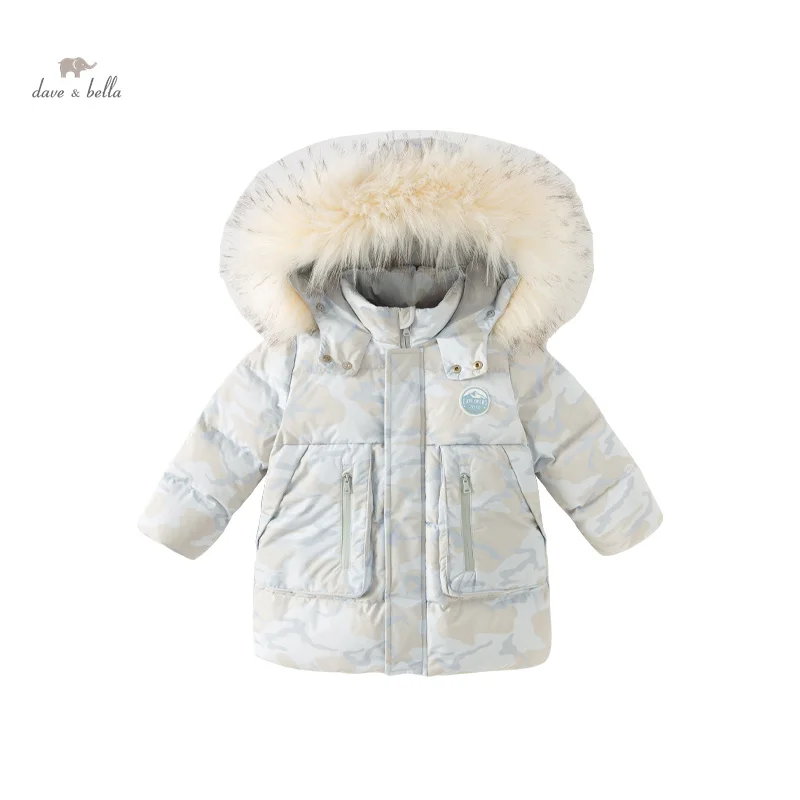 Dave Bella Clothes for Boys Down Jacket 2023 Winter New Fashion Casual Mid Length Coat Padding Outerwear Cool Warm DB4237983