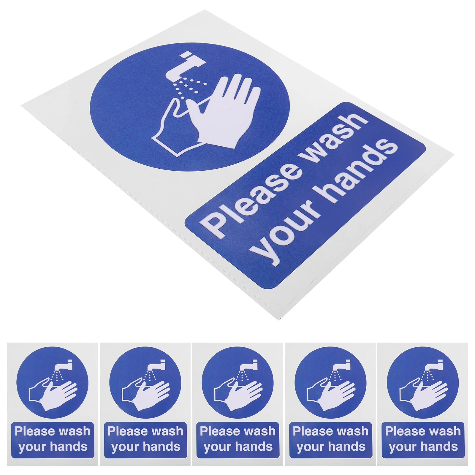 

6pcs Hand Wash Cute Wash Your Hands Signs Durable Bathroom Wall Decals Handwashing Reminder Stickers For Public Places School