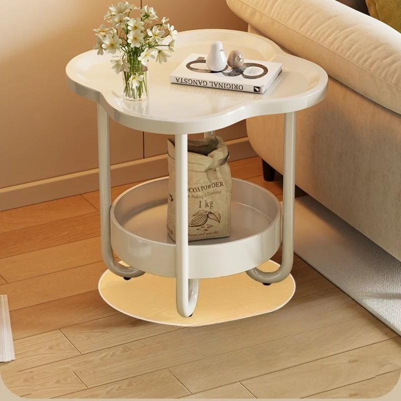 كريم طاولة جانبية صغيرة طاولة القهوة بسيطة الحديثة غرفة المعيشة أريكة طاولة صغيرة موضة شخصية شرفة اللوح الأمامي الزاوية