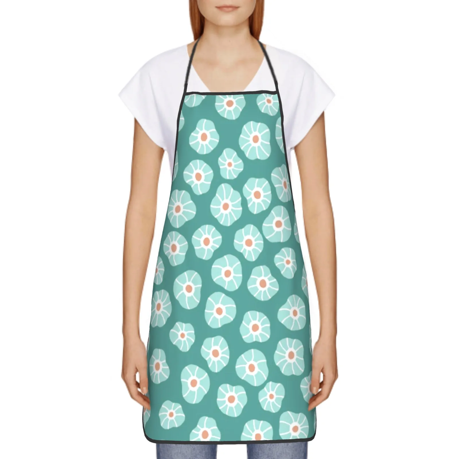 Summer Cute Daisy Polyester locking hem Apron Home Cooking Baking Kitchen Watercolor Flower Apron