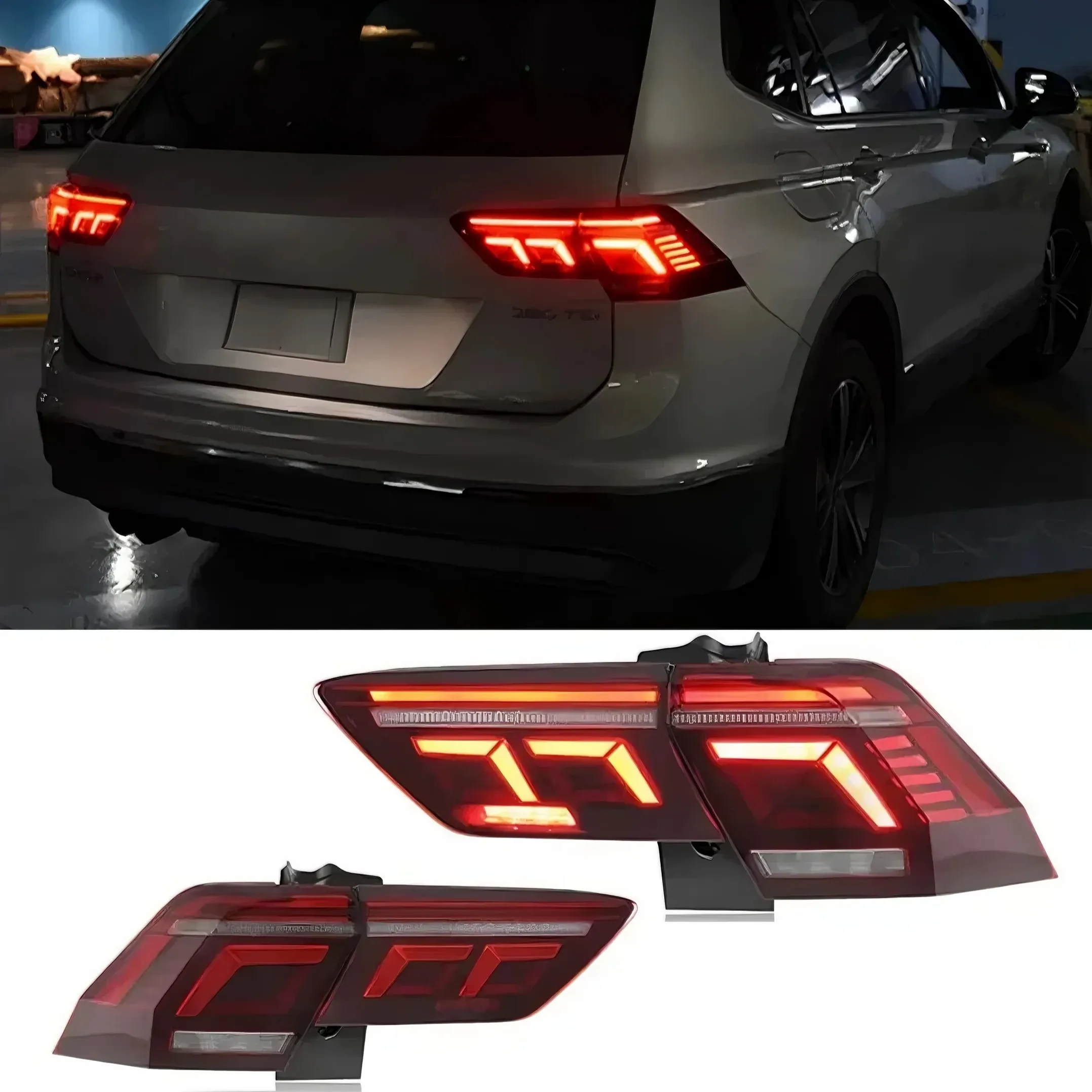 

LED Taillights Assembly for VW Tiguan L 2017-2021 Dynamic Turn Signal DRL Daytime Running Light Brake Lamp Rear Light Upgrade