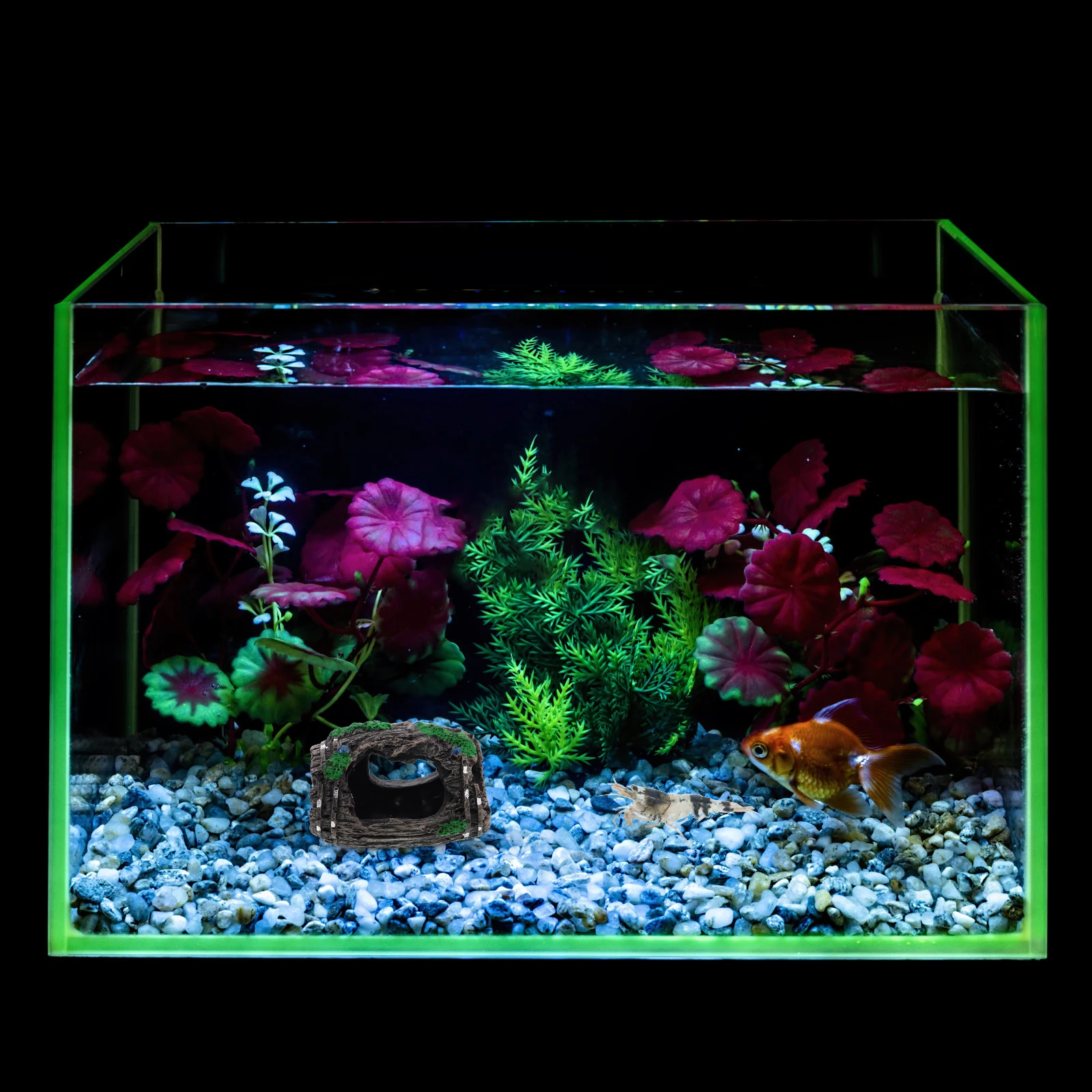 

1PC Fish Tank Decoration Black Resin Barrel Cave Aquarium Shrimp Hideout Reptile Terrarium Accessories Breeding Shelter Ornament