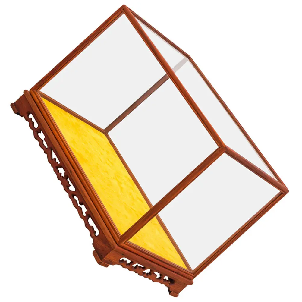 

Premium Wooden Glass Display Box for Buddha Statues Antiques Collectibles Transparent Countertop Desktop Showcase Organizer