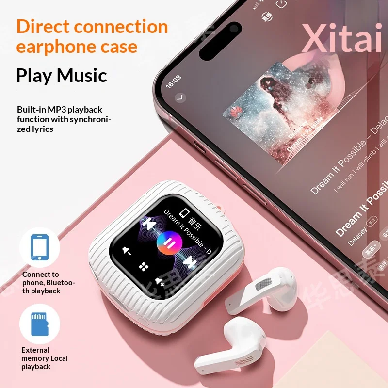 Picture 5: Multi-function Headset Smart Bluetooth 6.0 Wireless Touch Display Compact Lanyard Insert TF Card, ENC Noise Reduction Bluetooth
