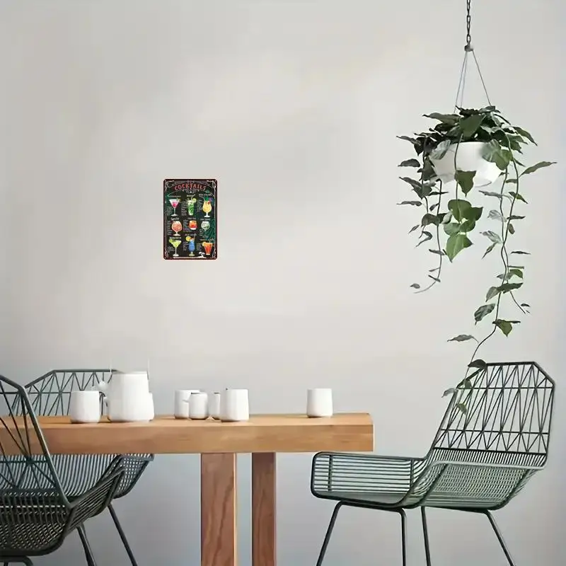 Retro Chalkboard Cocktail Menu Metal Wall Art, 2D Flat Single Piece Bar Sign, Ideal for Home, Kitchen, Dining Area or Bar Decor view 3