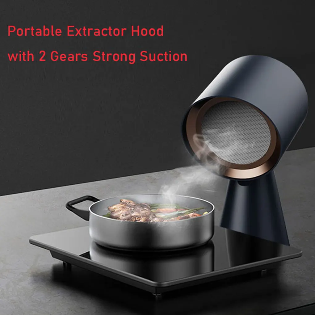 Portable Extractor Hood with 5 Gears Mode Desktop Cooker Hood Mini Household 2m³/min Strong Suction for Home Kitchen Hot Pot BBQ