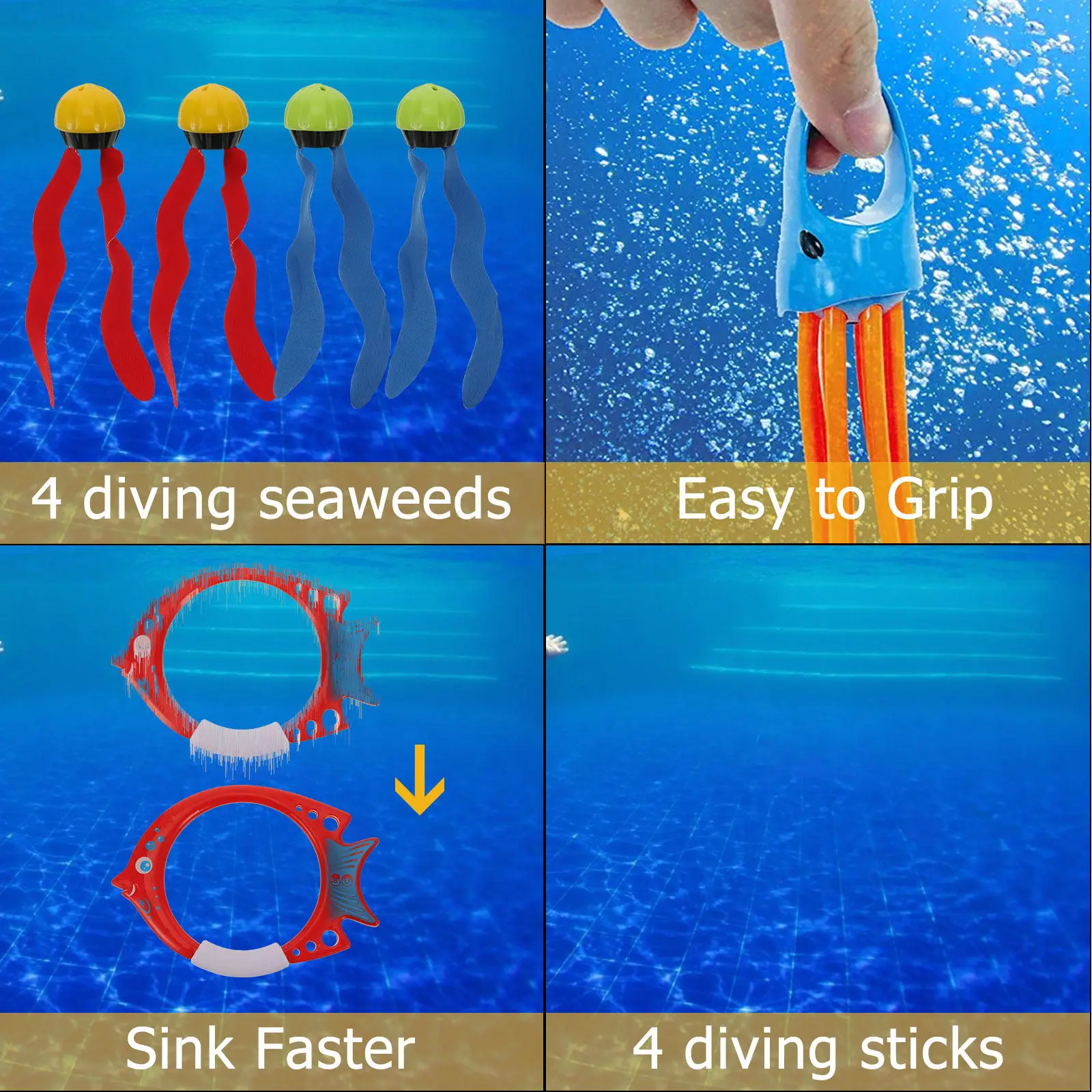 17Pcs Colorful High-Density Plastic Underwater Sinking Diving Set for Kids Toddlers Children Summer Pool Play Learning Tool