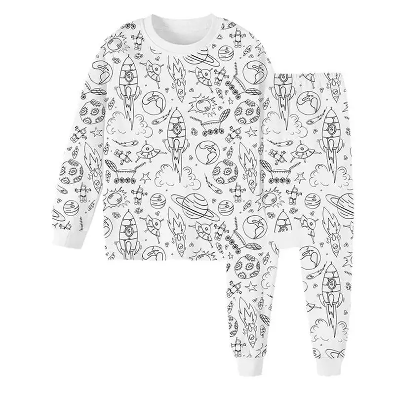 

DIY Kids Pajamas Coloring Long Sleeve Top And Pants Pjs Kids Art Color Your Own Pajama Handicraft Toys DIY Kid Crafts For Kids