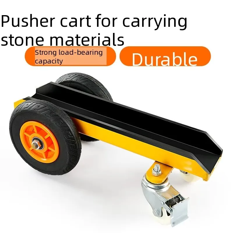 Dali Stone Handling Pusher Four-wheel Loader Heavy Channel Steel Solid Rubber Universal Wheel Trolley Tool