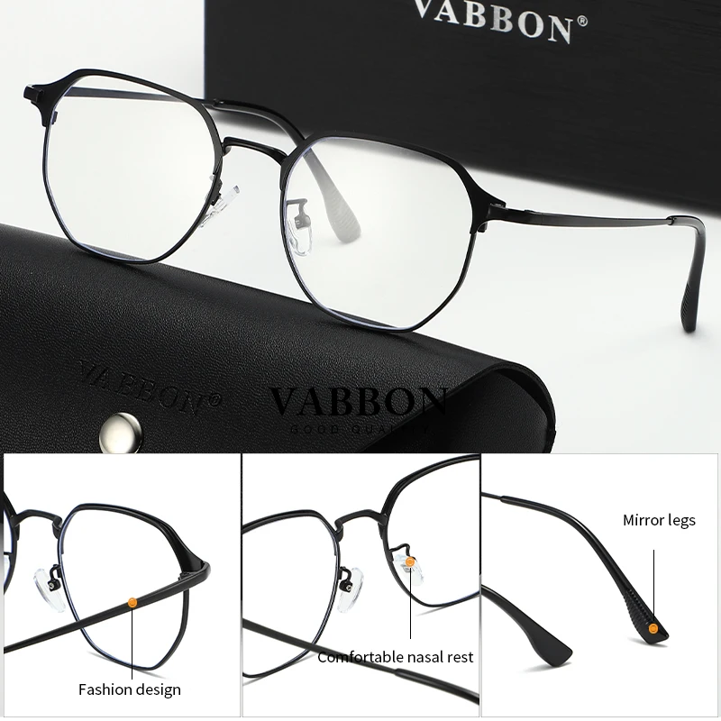 نظارات Vabbon الجديدة للرجال كاجوال للأعمال مضادة للضوء الأزرق بإطار رفيع فاخر وخفيف الوزن ومريح وعصري للقيادة بدون وصفة طبية، هدية مميزة 9191