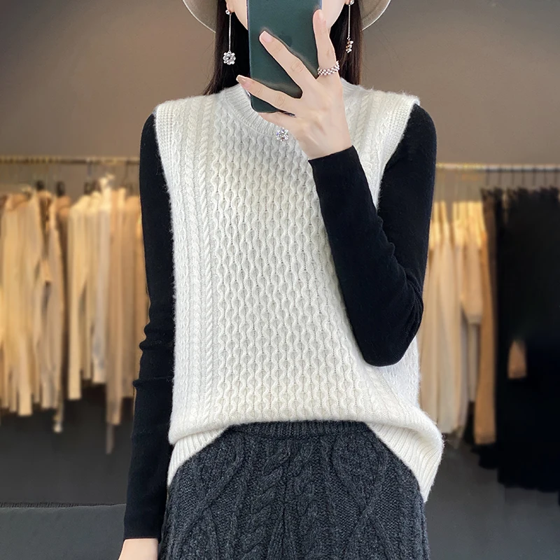 

Свободный вязаный жилет Camere Svel Twist Ne для женщин, модный осенне-зимний базовый слой, жилет с подплечниками