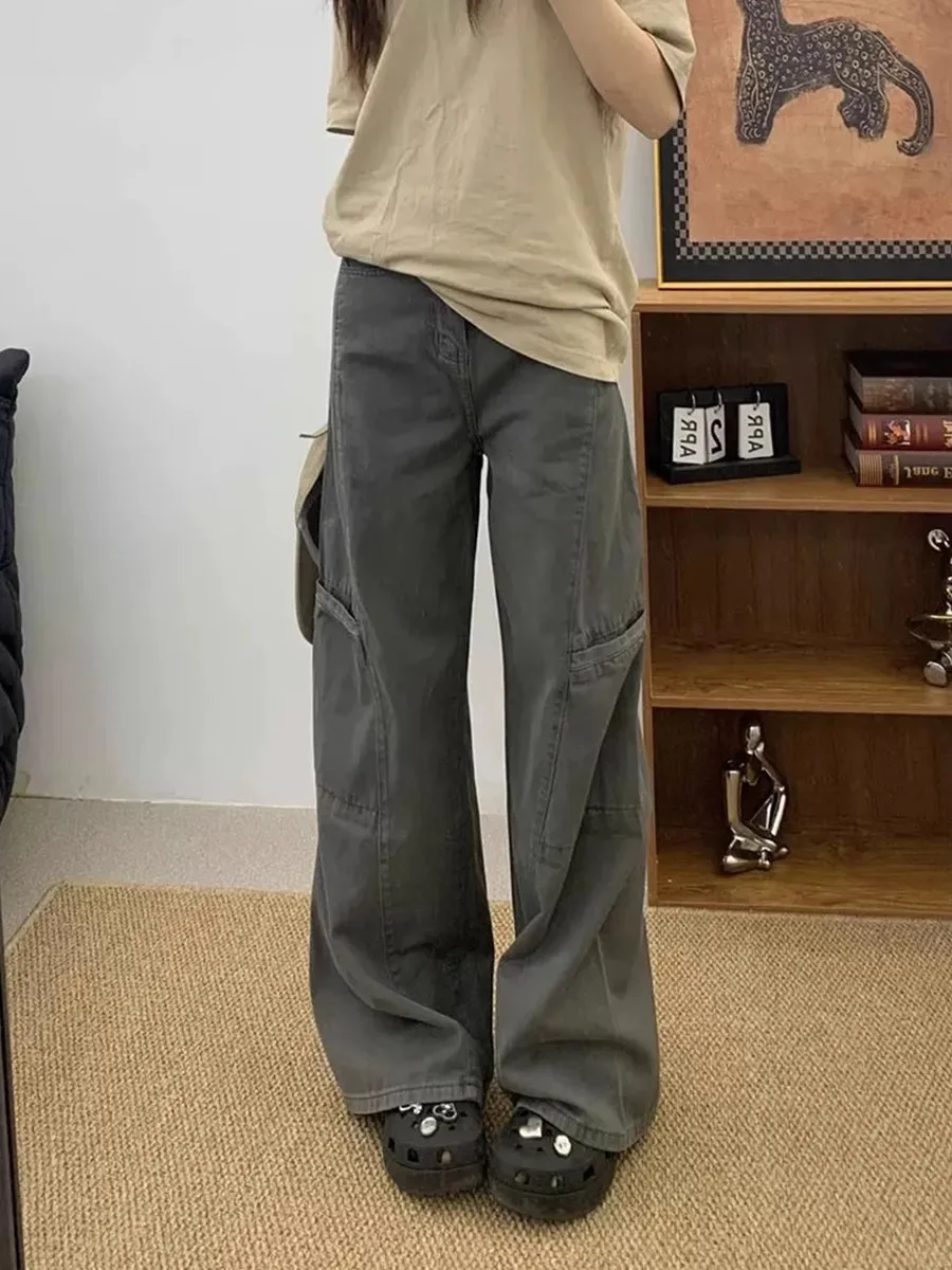 

American Style Workwear Jeans High Waist Wide Leg Pants for plus Size Women Spring New Arrival Casual Wear Resistant Denim