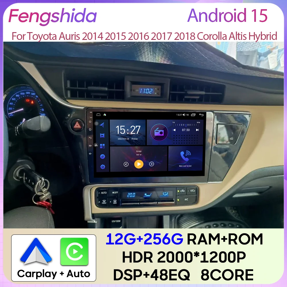 

For Toyota Auris 2014 2015 2016 2017 2018 Corolla Altis Hybrid Car Radio Carplay Stereo DVD GPS Navigation Android Auto No 2din