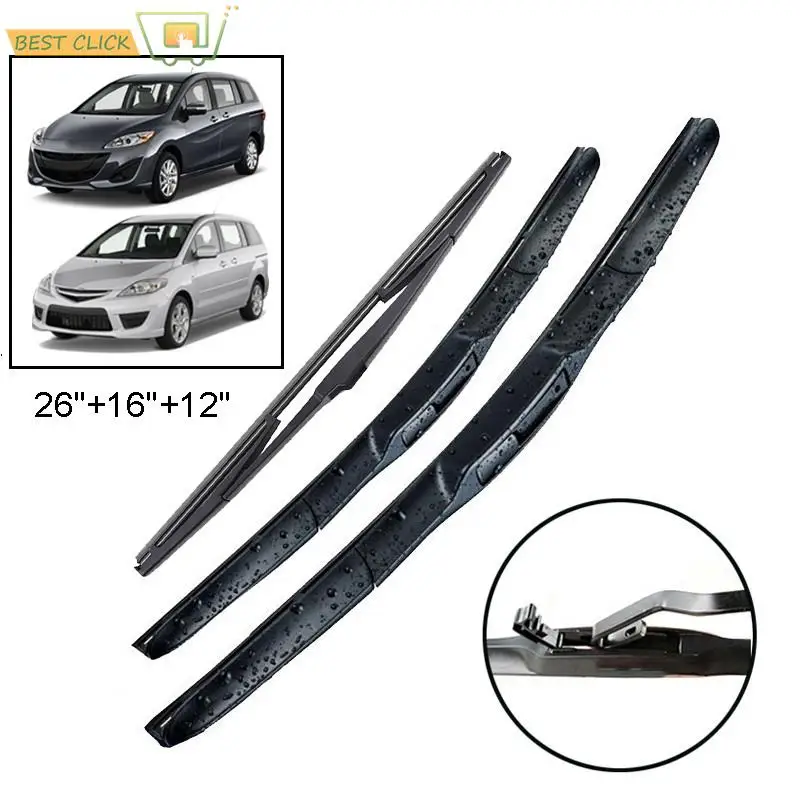 Front Rear Wiper Windscreen Wiper Blades For Mazda 5 Premacy MK2 MK3 2005 2006 2007 2008 2009 2010 2011 2012 2013 2014 2015 2016