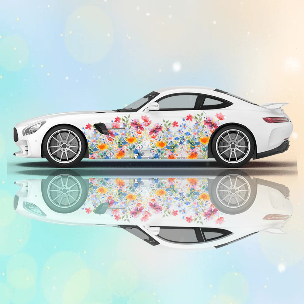 

Красочные красивые цветочные наклейки для автомобиля: полная цветочная декорация кузова, скрывающая царапины, защита от царапин, водонепроницаемые виниловые наклейки для авто