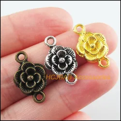 30Pcs Antiqued Bronze Gold Silver Plated Rose Flower Charms Connectors 12x20mm