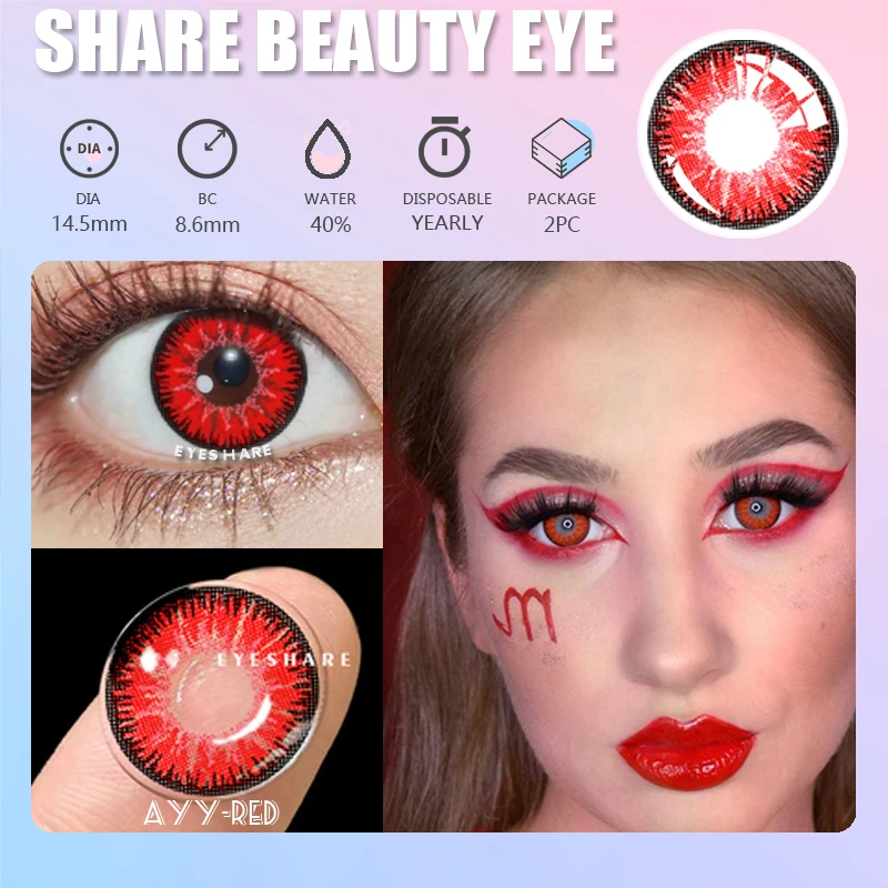 EYESHARE 1Pair Color Contact Lenses For Eyes Anime Cosplay Colored Lense Blue Red Multicolored Lenses Contact Lens Beauty Pupils