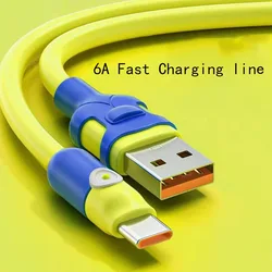 6A Fast Charging USB C Cable Liquid Soft Silicone Data Cord For Samsung Huawei Xiaomi  1M 1.5M 2M Mobile Phone  Charger Wire