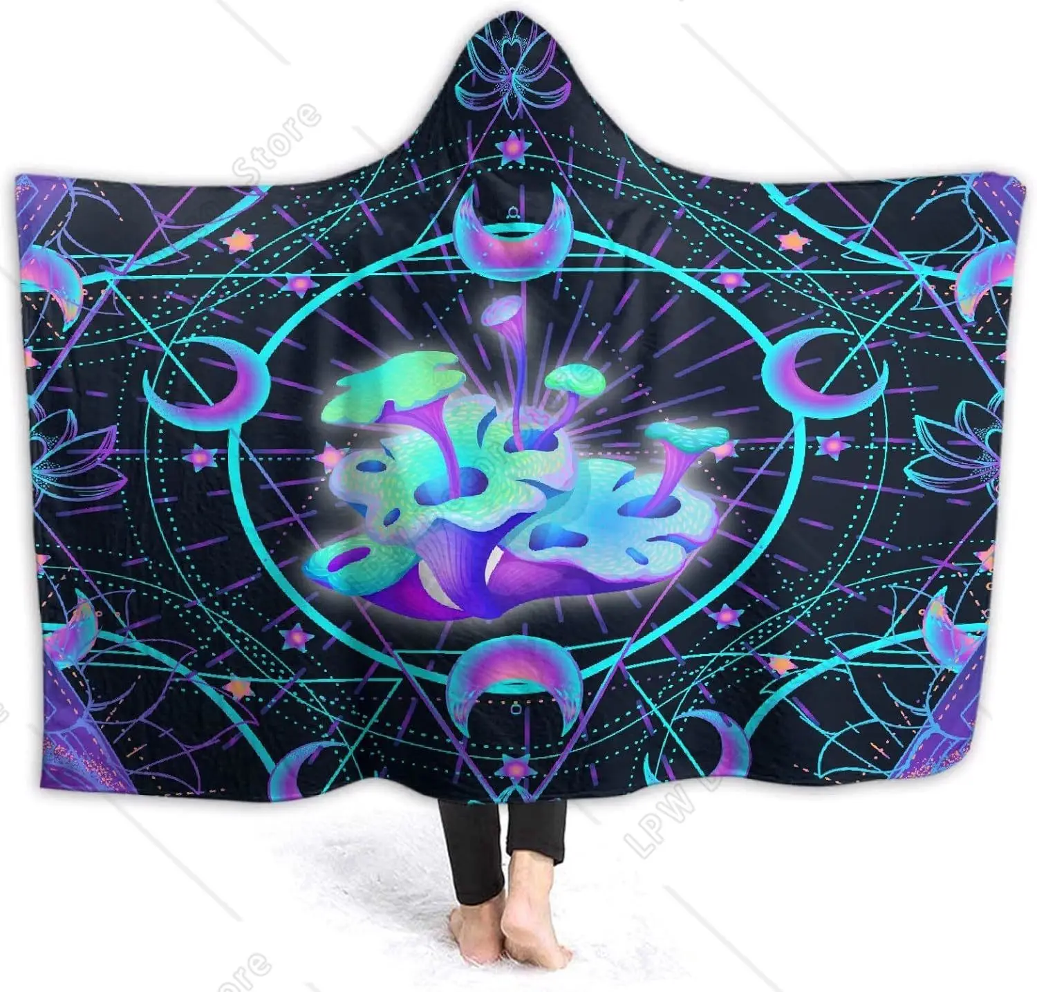Mushroom Wearable Hooded Blanket Cape for Adult Christmas Birthday  Gifts for Women Men Hippie Purple Weed Poncho hoodie Adults