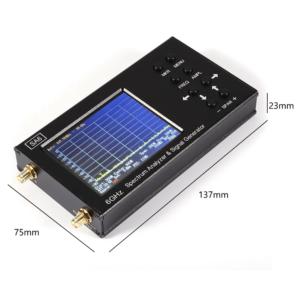เครื่องวิเคราะห์สเปกตรัมแบบมือถือ SA6 ใช้ซ้ำได้ 35-6200Mhz เครื่องกำเนิดสัญญาณ WiFi CDMA ตัวทดสอบสัญญาณ 6G สำหรับการวัดที่แม่นยำ