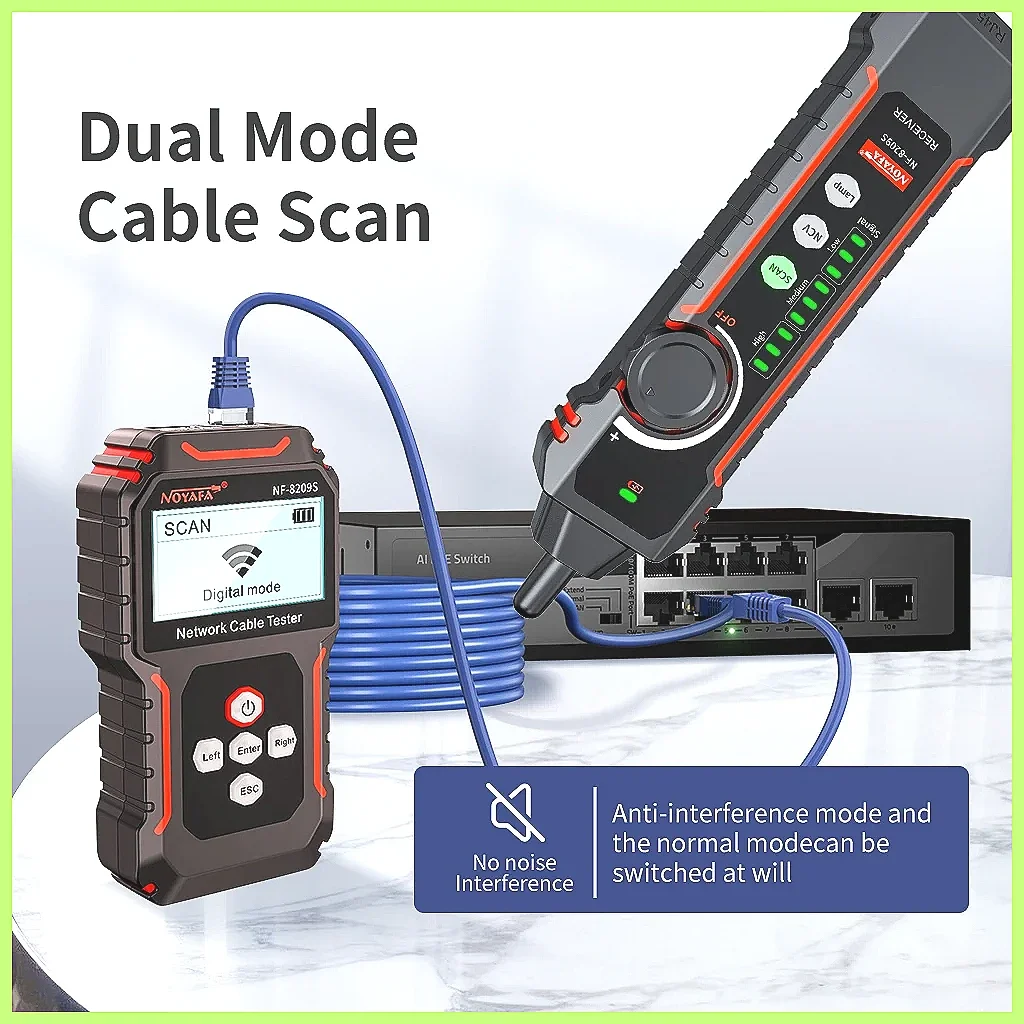NOYAFA NF-8209S Network Cable Tester LAN Measure Tool LCD Display Wiremap Tester Length Measurement RJ45 Coax Tracker