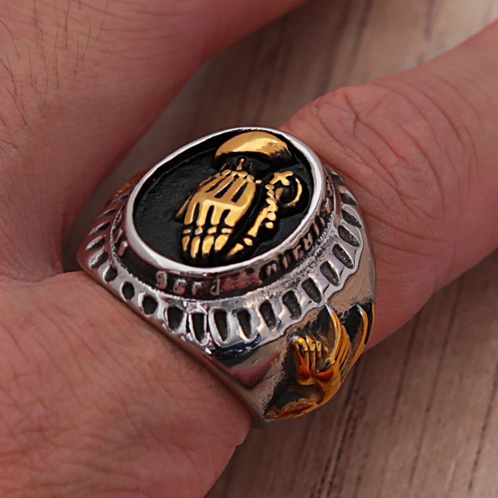 Fashion Retro Christian Virgin Mary Prayer Ring Punk Stainless Steel Peace Dove Logo Ring Motorcycle Amulet Jewelry Wholesale