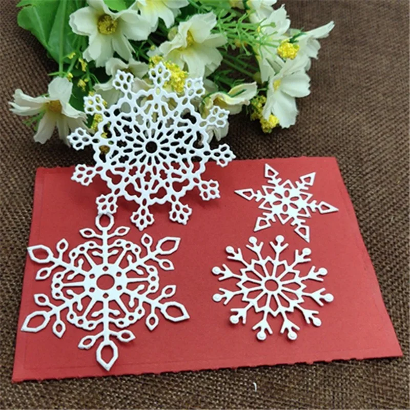 4pcs/set Christmas Snowflake Metal Cutting Dies Stencils Die Cut for DIY Scrapbooking Album Paper Card Embossing