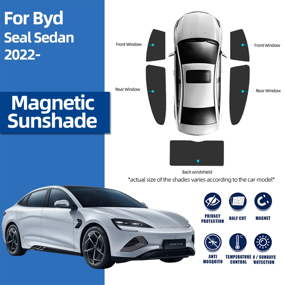 

For BYD ATTO 4 Seal Sedan 2022 2023 2024 Magnetic Car Sunshade Front Windshield Curtain Rear Side Baby Window Sun Shade Visor