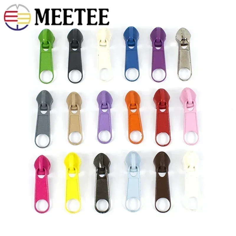 10/20/50Pcs 3#5# Meetee Rainbow Nylon Zipper Slider Backpack Jacket Zips Heads Decorative Zip Puller Repair Kit Sewing Accessory